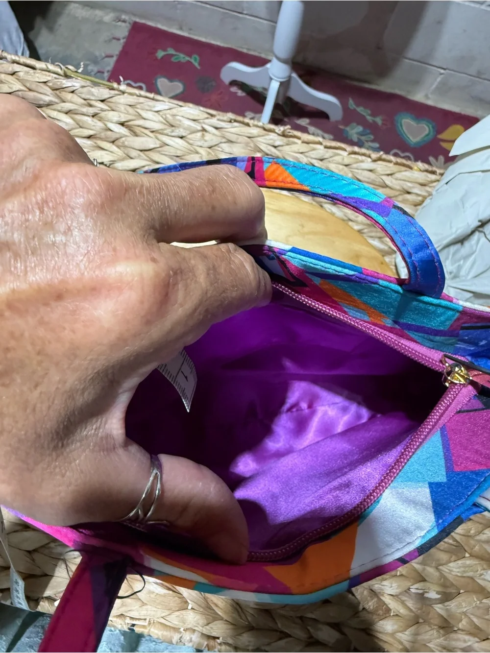 Multicolor Geometric Tote - Pink & Blue